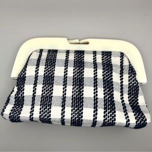 Anthropologie Pilcro clutch purse cream and navy plaid